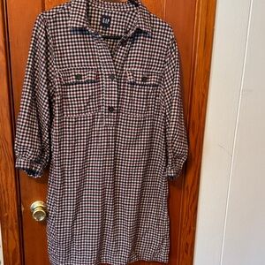 GAP Checkered Shirt Dress in Black and Red